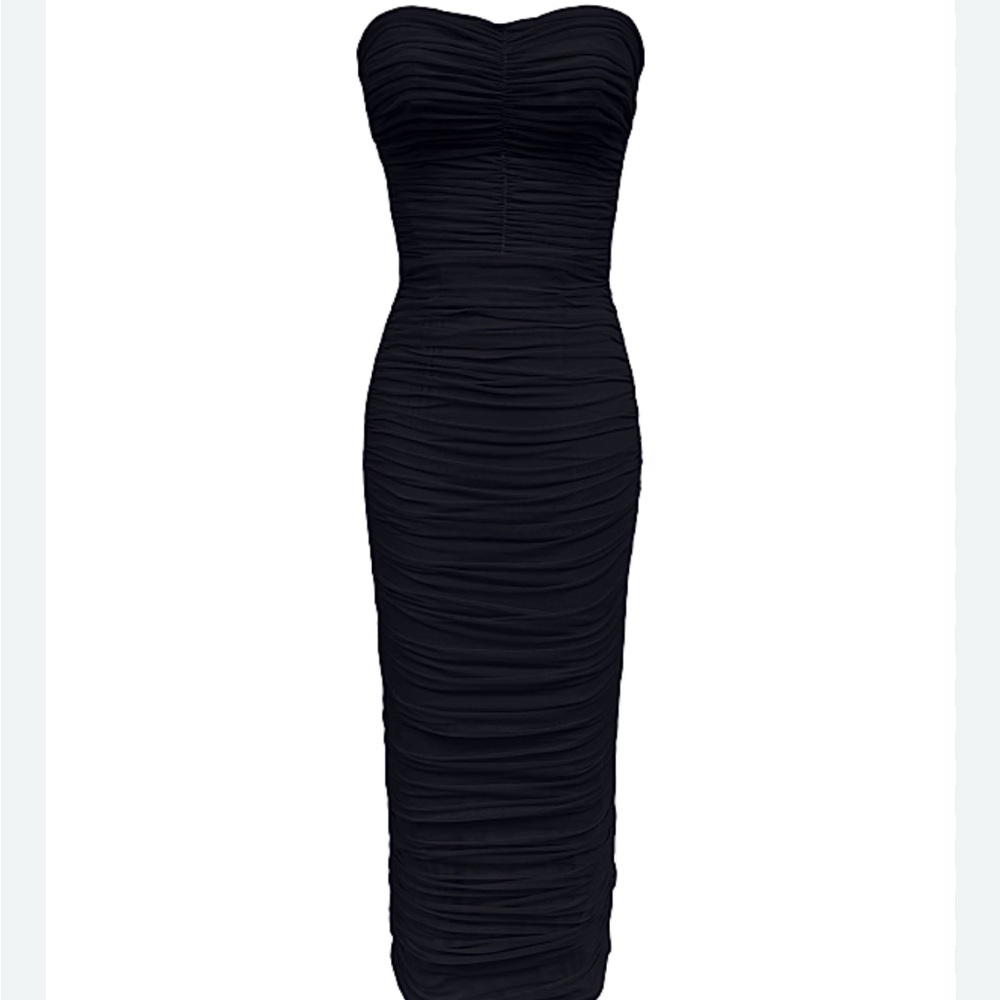 Dress the Population Black Ribbed Strapless Bodycon Dress